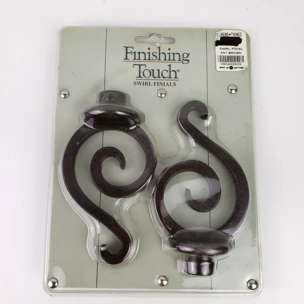 Finishing Touch Swirl Finials Ant Brown Metal NWT